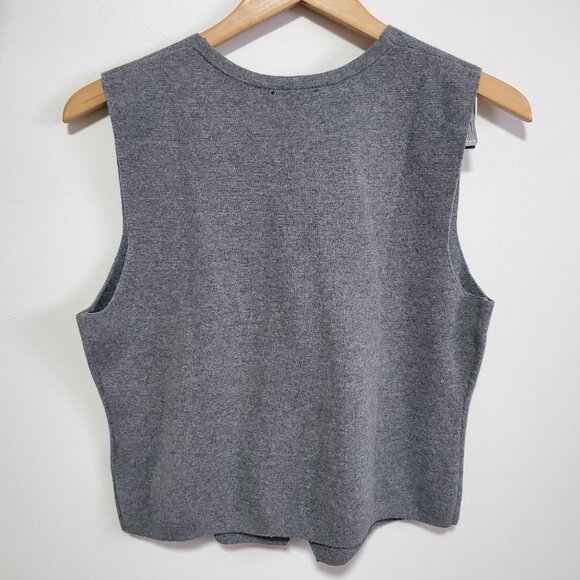 GAP CashSoft Sweater Vest Button Front V-Neck Textured Knit Grey Women's Medium - Picture 6 of 10